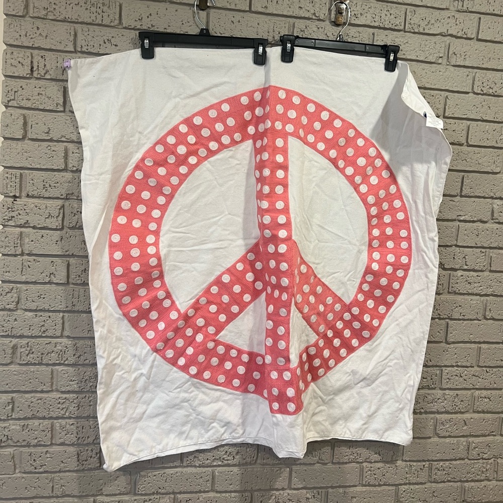Pottery Barn Teen Pink and White Peace Sign Tapestry